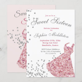 Elegant för sweet sixteen Rosa Gnistra Modern föde Inbjudningar