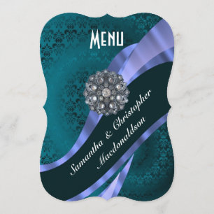 Elegant för Teal aqua-damm på den formella bröllop Meny