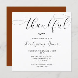 Elegant för Thanksgiving under middagen Enkel skri Inbjudningar