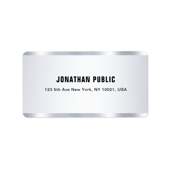 Elegant för trendigets moderna glamor Silver- Adressetikett (Framsidan)