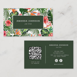 Elegant för Tropical Vibe QR Code Social Media Ico Visitkort