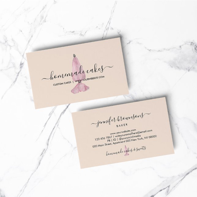 Elegant för utformning av bakverk Visitkort (Blush Bakery Elegant Design Pastry Sweet Business Card)