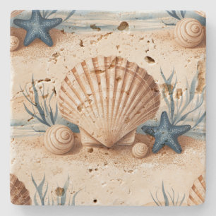 Elegant för vacker kustnära Nautical Rustic Snyggt Stenunderlägg