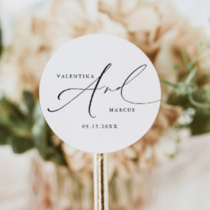 ELEGANT för VALENTINA Chic Calligraphy-skript Brö Runt Klistermärke