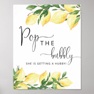 Elegant för vattenfärg Lemon Lägg till bubbeltecke Poster