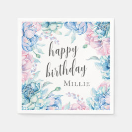 Elegant för vattenfärgen Blommigt Farmhouse Gratti Pappersservett