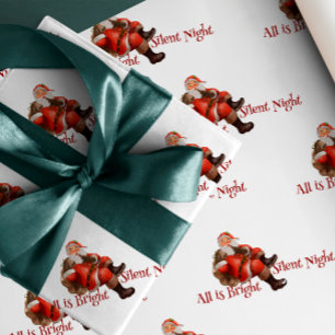 Elegant för vattenfärgen Vintage Jultomten Mönster Presentpapper