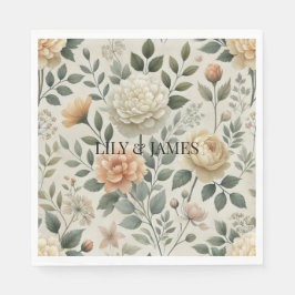 Elegant för vattenfärgsfärg i Gult  Modern Blommig Pappersservett