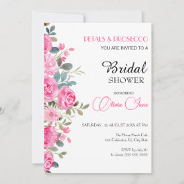 Elegant för vattenfärgsRosa Blommigt, Möhippa Inbjudningar