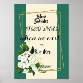 elegant för vit blommigt, geometrisk ram poster