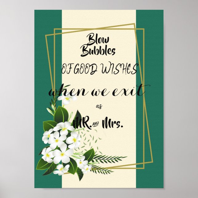 elegant för vit blommigt, geometrisk ram poster (Framsidan)