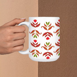 Elegant för vit och brun folkart Blommigt Mysigt R Kaffemugg