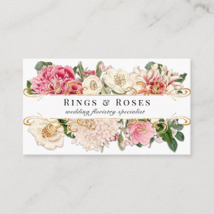 Elegant för vit Vintage Blommigt Guld Swirls Anpa Visitkort