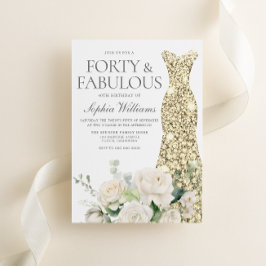 Elegant för vita blommor från guld, 40:e födelseda inbjudningar