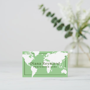 Elegant för World Map Sage Grönt Visitkort