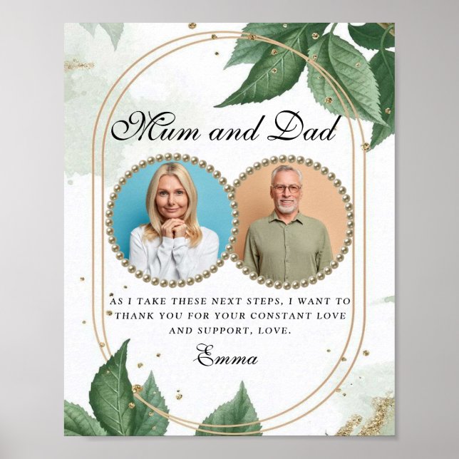 Elegant Föräldrar till Bride Tack Gift Idea Poster (Framsidan)