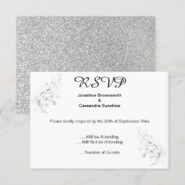 ELEGANT FÖRENKLA OSAN SILVER LÖV SILVER GLITTER INBJUDNINGAR