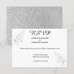 ELEGANT FÖRENKLA OSAN SILVER LÖV SILVER GLITTER INBJUDNINGAR