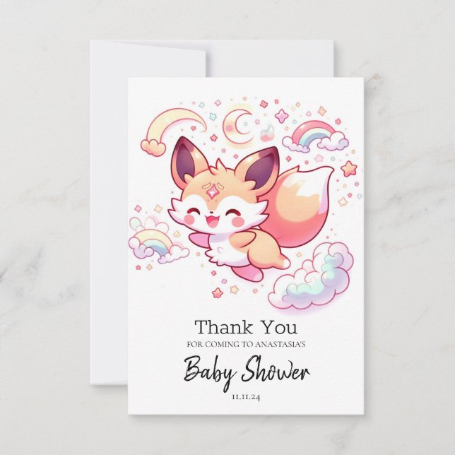 Elegant Forest Fox Baby Shower Tack Kort (Framsida)