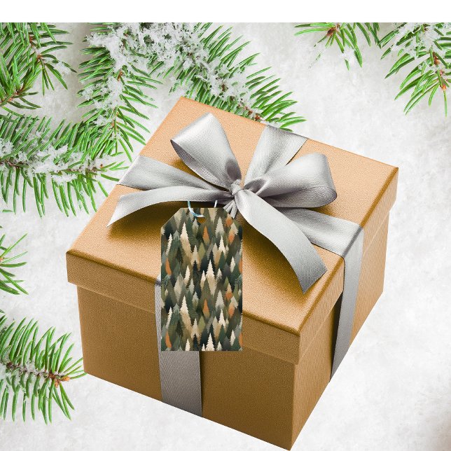 Elegant Forest Gräs Träd Mönster | Rustic Forest Presentetikett (Skapare uppladdad)