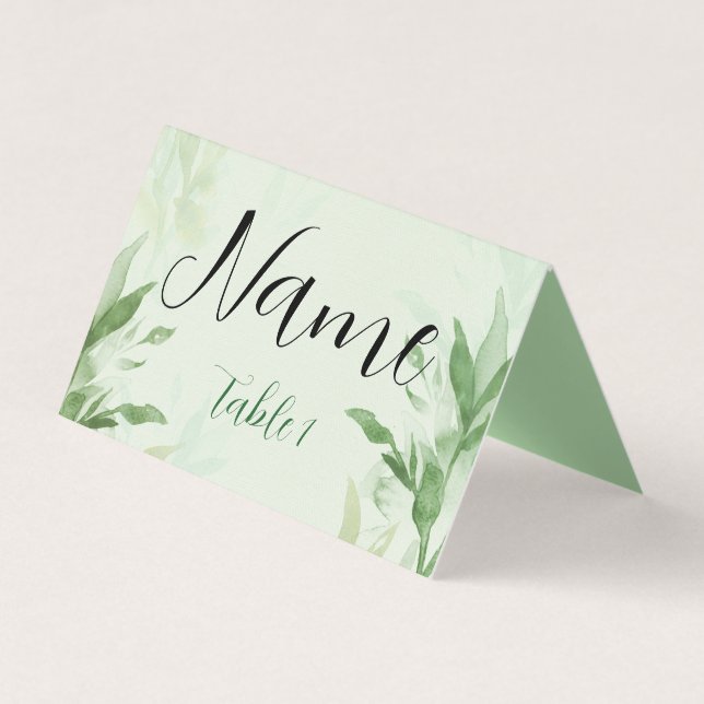 Elegant Forest Green Folded Place Card Visitkort (Framsida)