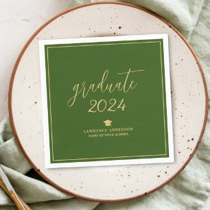 Elegant Forest Grönt 2024 Student Studenten Pappersservett