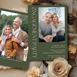 Elegant Forest Grönt 2 Photo Förlovningsfest Inbjudningar