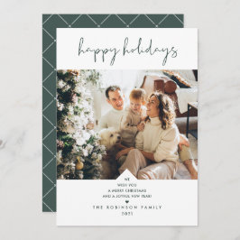 Elegant Forest Grönt - minimalt julfoto Julkort