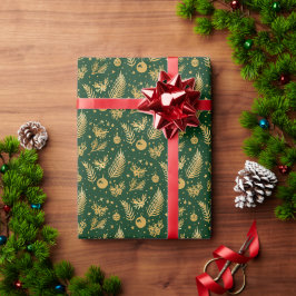 Elegant Forest Grönt och Wrapping från Guld Presentpapper