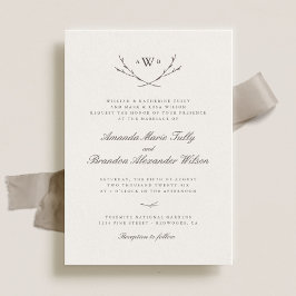 Elegant Forest Monogram-Bröllopsinbjudningar Inbjudningar