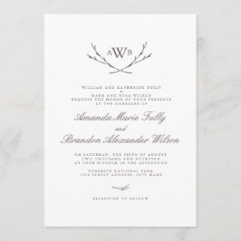 Elegant Forest Monogram-Bröllopsinbjudningar Inbjudningar