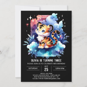 Elegant Forest Tiger Birthday Inbjudningar