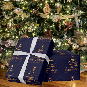Elegant Företag Glad Jul Naviblå Guld Presentpapper