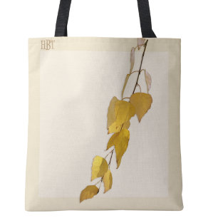 Elegant förgylld björklövmonogram julpresent tygkasse