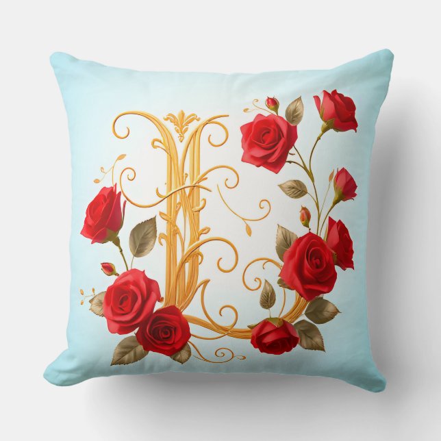 Elegant förgylld monogramram kudde (Framsida)