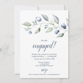 Elegant förlovning för botaniskt dammigt blått bla meddelande