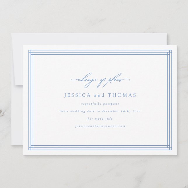 Elegant Förlovningskort För Ändring Av Datum Meddelande (Framsida)
