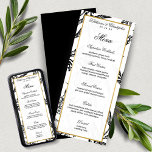 Elegant Formal Black Guld Botanical Bröllop Menu Inbjudningar<br><div class="desc">Elegant Formal Black Guld Botanical Bröllop Menus med vår elegant, vintage lina klippt stil löv och grenar i snyggt marin svart med faux guld foil ram. Om du vill anpassa dig ytterligare klickar du på länken "anpassa ytterligare" och användor designen verktyg för att ändra designen. Kontakta oss om du behöver...</div>