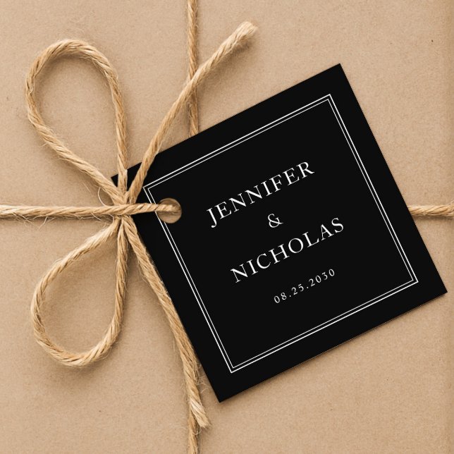 Elegant Formal Black Wedding Gåvor Etiketter (Elegant Formal Black Wedding Favor Tags)