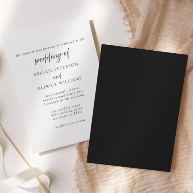 Elegant Formal Black & White Wedding Invitation  Inbjudningar (Skapare uppladdad)