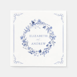 Elegant Formal Calligraphy Floral Wreath Wedding  Pappersservett