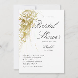 Elegant Formal Guld Calla Lily BW Möhippa Inbjudningar