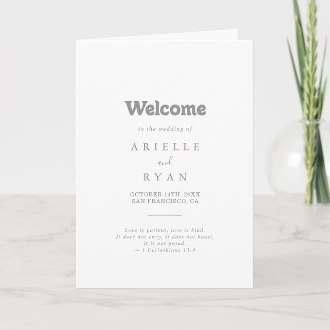 Elegant Formal Minimal Folded Wedding Program (Framsida)