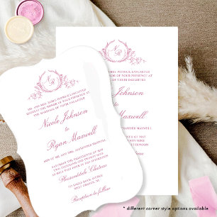 Elegant Formal Monogram Mauve Rosa Bröllop Inbjudningar
