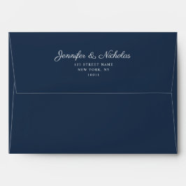 Elegant Formal Navy Blue Script Wedding Address