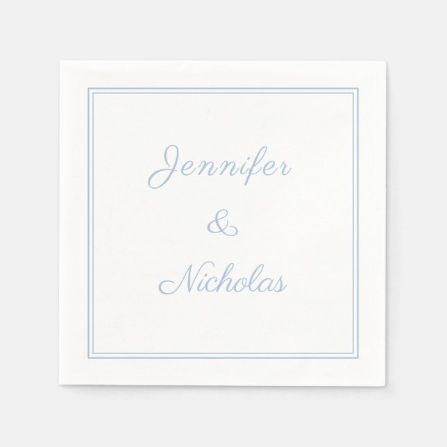 Elegant Formal Powder Blue Script Wedding Pappersservett (Framsidan)