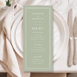 Elegant Formal Sage Green Wedding Meny