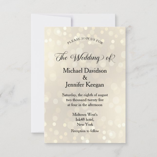 elegant formal script gold glitters wedding inbjudningar (Framsida)