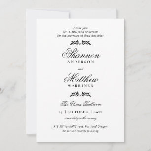 Elegant Formal svartvit inbjudan