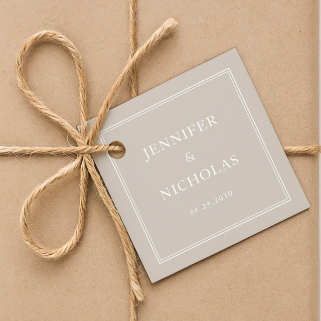 Elegant Formal Taupe Wedding Gåvor Etiketter (Elegant Formal Taupe Wedding Favor Tags)